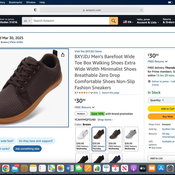 Men's Brown Sneakers with Tan Soles - Picture 1 of 3